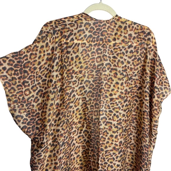 Bon Voyage Cheetah Animal Print Sheer Oversized Swimsuit Coverup Open Front - Picture 4 of 7